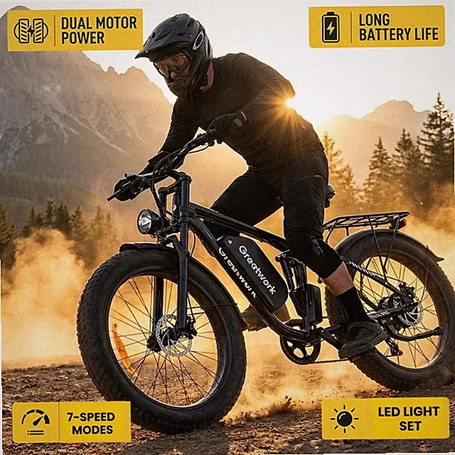 5000W Electric Bike 52V 25AH E-Mountain Bike 45MPH 100Miles Adult Off-road Ebike