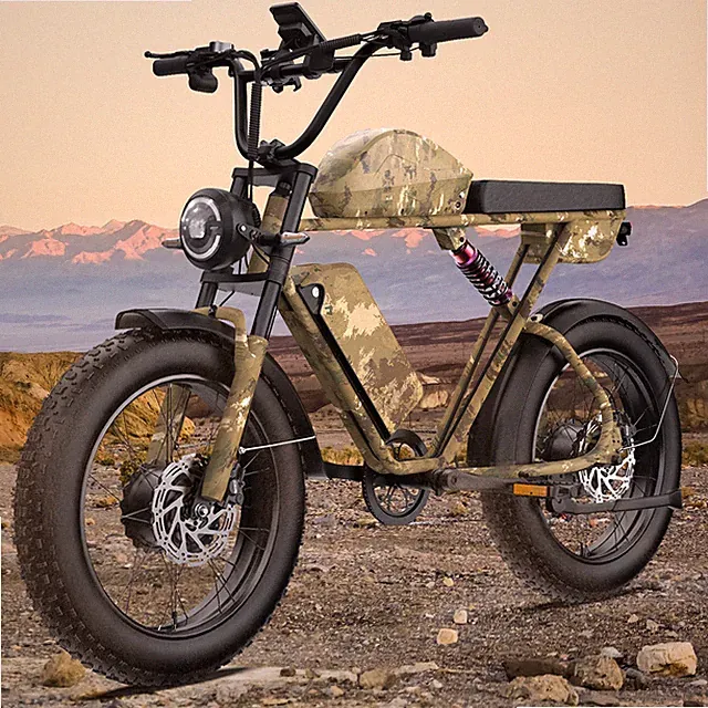 52V 35 MPH Bluvall Mountain Electric Bicycle 20" Fat Tires for Adult Ebike 2000W