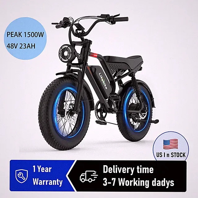 Electric Bike for Adults, 1500W Peak 32MPH 20" Fat Tire Ebike Full Suspension