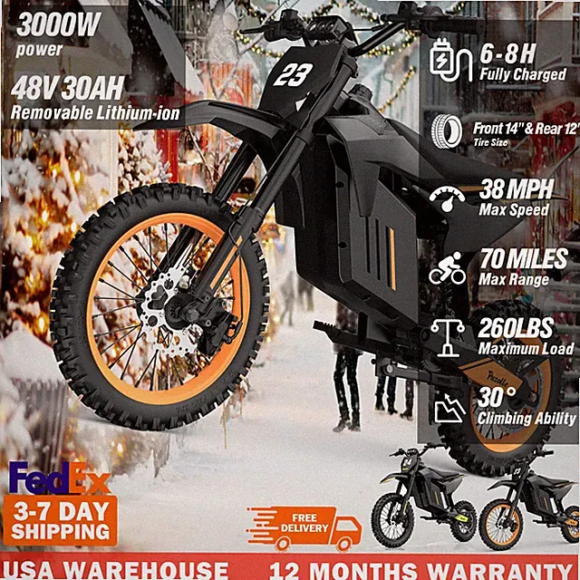 Pazolle X1 48V 3000W 30Ah Electric Bike High-Power Electric Dirt Bike for Adults